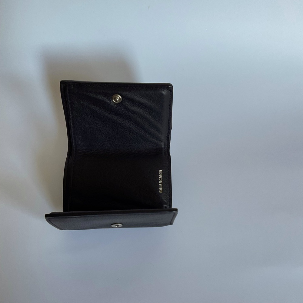 Balenciaga Mini Wallet Tri-fold Black Authentic Italy Leather - Picture 8 of 12